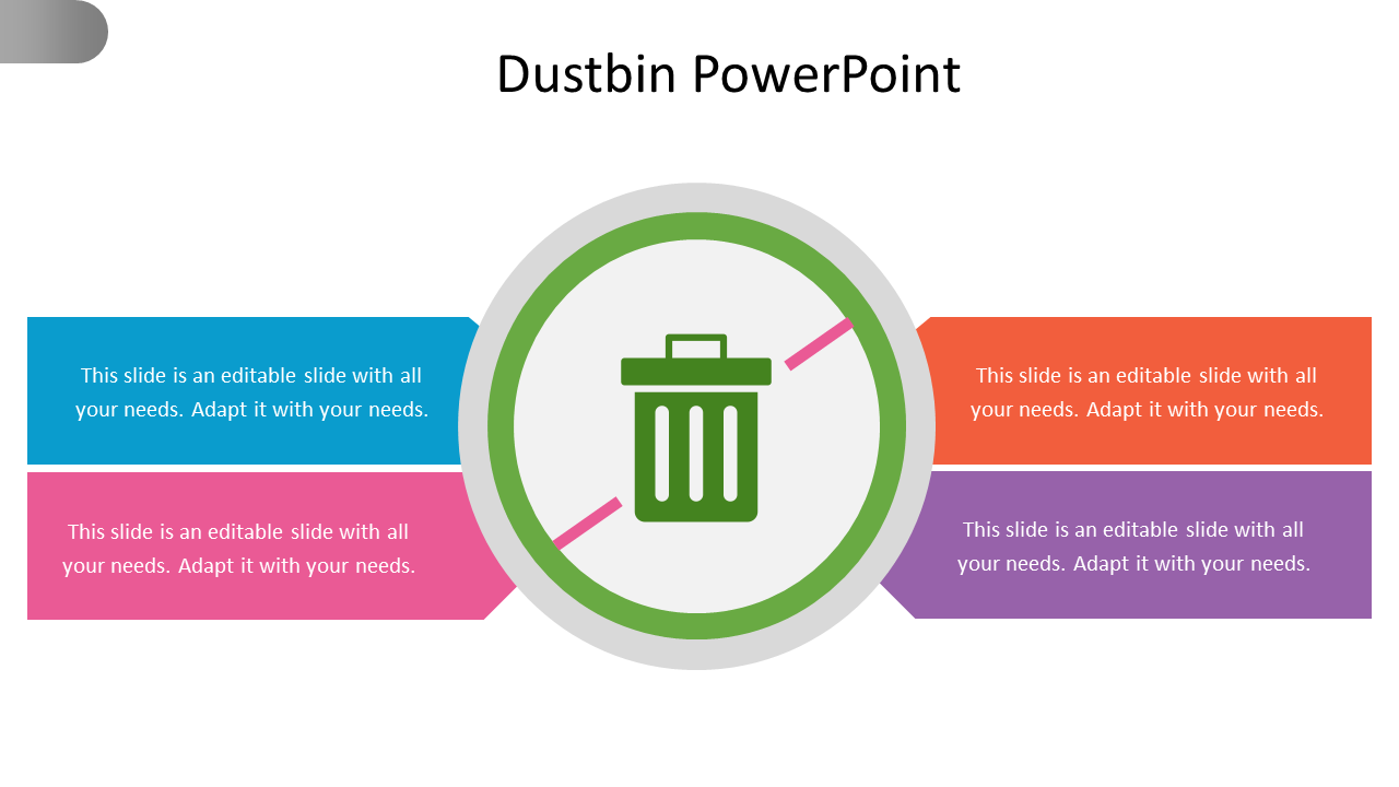 Editable Dustbin PowerPoint Template slide